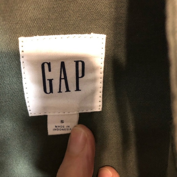 Gap Short Trench Coat Jacket Sz S Army Green Utility Tie Waist Casual Grunge - Picture 9 of 9